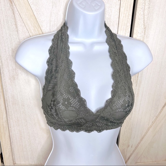 3/20 🎉 Intimately Free People Graphite Galloon Lace Halter Bra, XS - Picture 3 of 6
